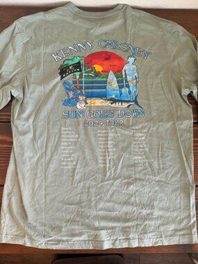 Kenny Chesney 2024 Sun Goes Down Tour Green Long Sleeve Shirt, Unisex Large